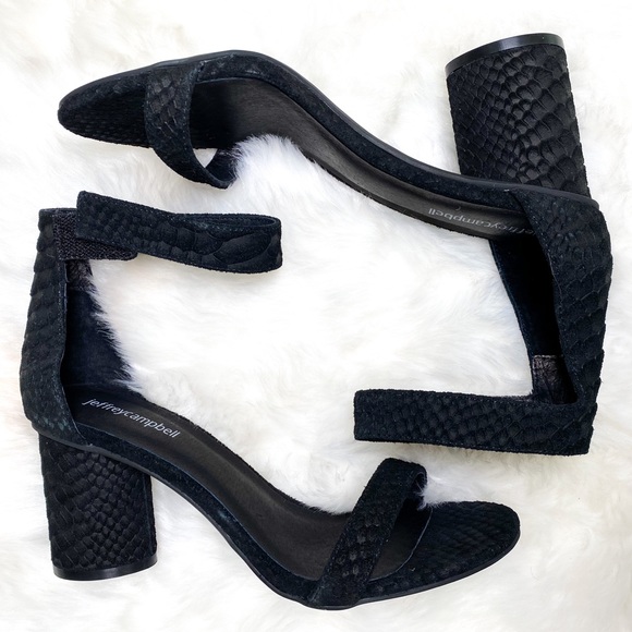 JEFFREY CAMPBELL LAURA EMBOSSED SNAKE SANDAL - Picture 2 of 11